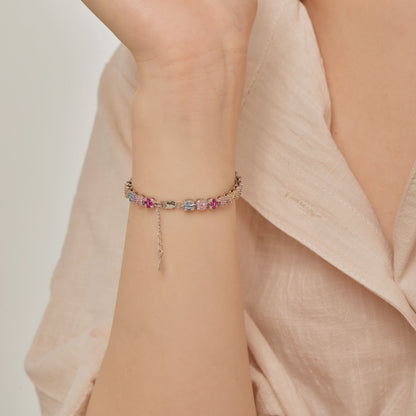 [Luxe Jewelry]Delicate Colorful Emerald Cut Daily Bracelet