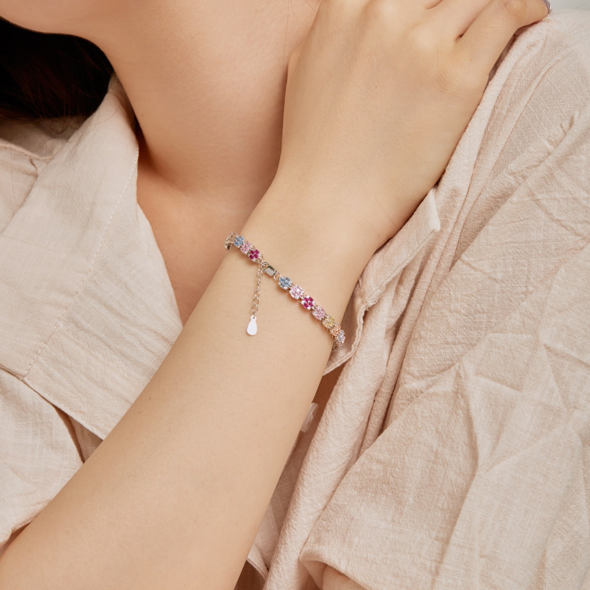 [Luxe Jewelry]Delicate Colorful Emerald Cut Daily Bracelet