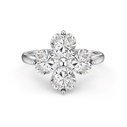 [Luxe Jewelry]Heart-shaped Four-Leaf Clover Ball Ring
