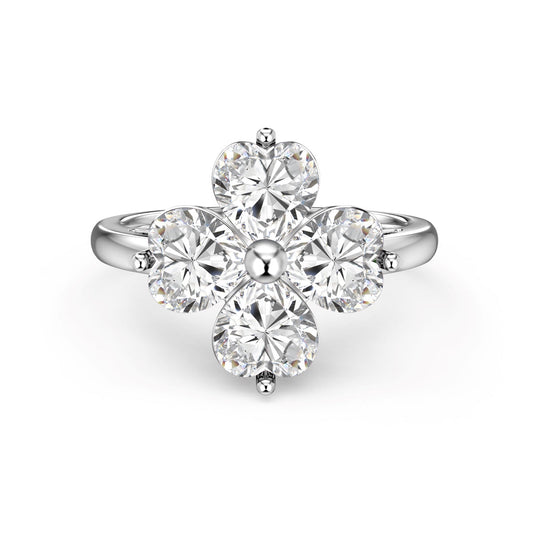 [Luxe Jewelry]Heart-shaped Four-Leaf Clover Ball Ring