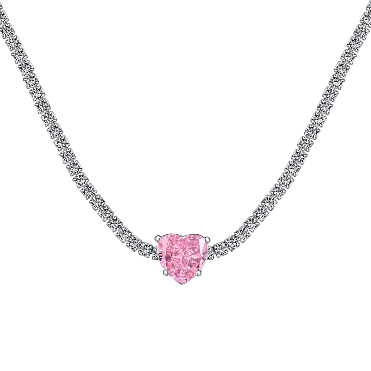 [Luxe Jewelry]2.0 Carat Sparkling Tennis Heart Cut Necklace