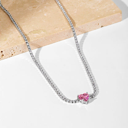 [Luxe Jewelry]2.0 Carat Sparkling Tennis Heart Cut Necklace