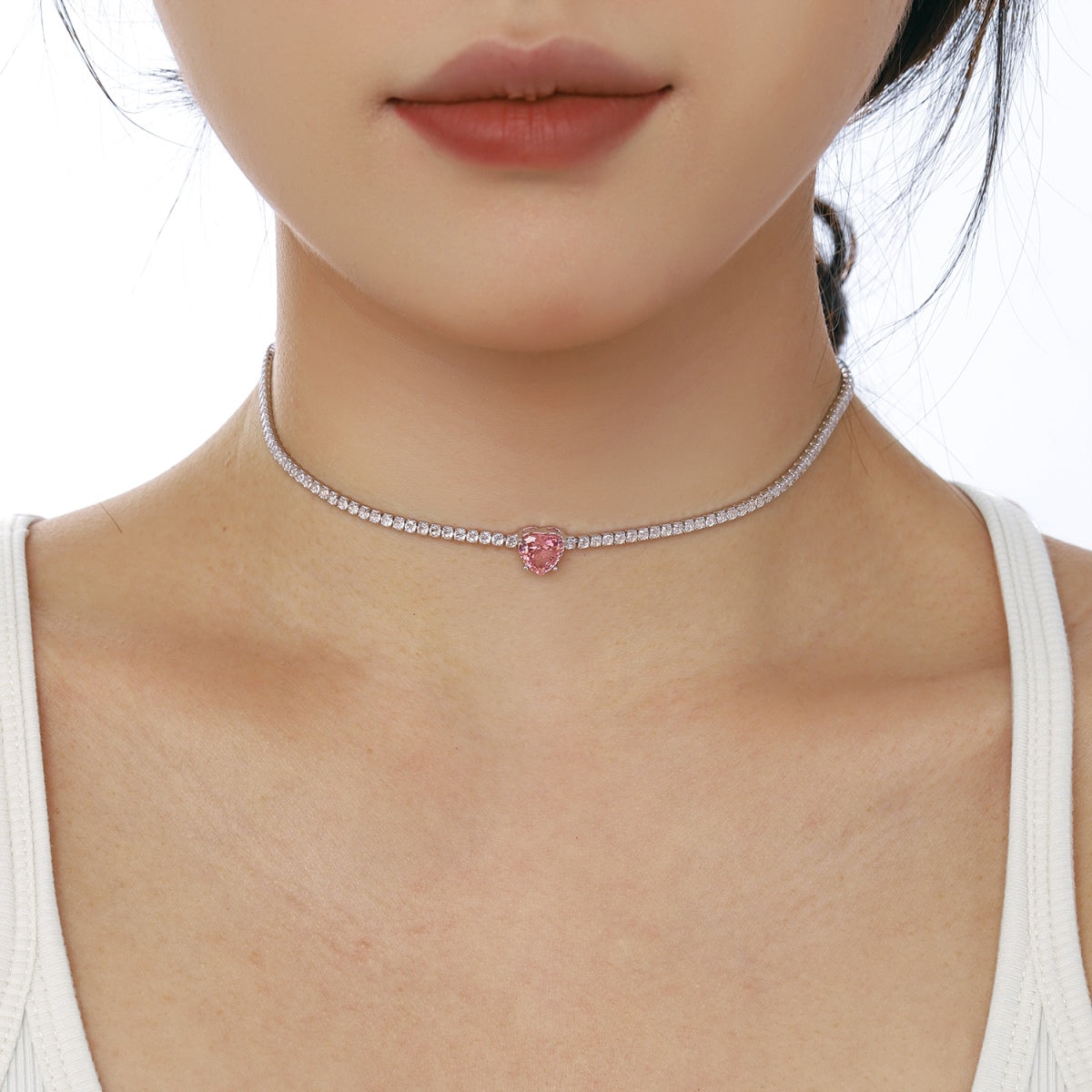 [Luxe Jewelry]2.0 Carat Sparkling Tennis Heart Cut Necklace