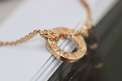 [Luxe Jewelry]LOVE NECKLACE ADJUSTABLE ROSE GOLD 2 DIAMOND