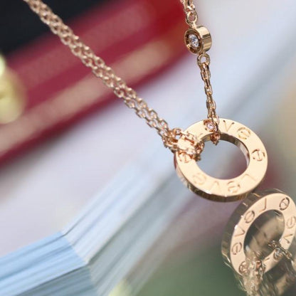 [Luxe Jewelry]LOVE NECKLACE ADJUSTABLE ROSE GOLD 2 DIAMOND