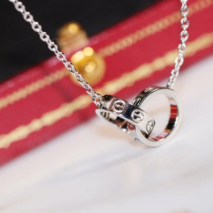 [Luxe Jewelry]LOVE NECKLACE PINK GOLD AND SILVER