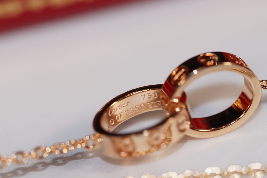 [Luxe Jewelry]LOVE NECKLACE PINK GOLD AND SILVER