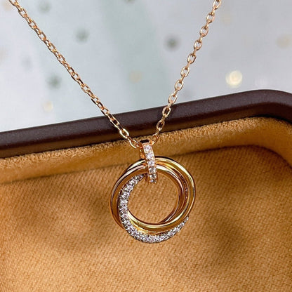 [Bijoux de luxe] COLLIER TRINITY ARGENT OR OR ROSE DIAMANTS 