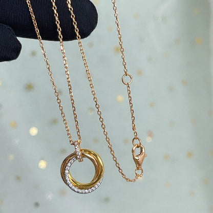 [Bijoux de luxe] COLLIER TRINITY ARGENT OR OR ROSE DIAMANTS 