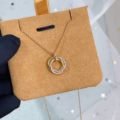 [Bijoux de luxe] COLLIER TRINITY ARGENT OR OR ROSE DIAMANTS 