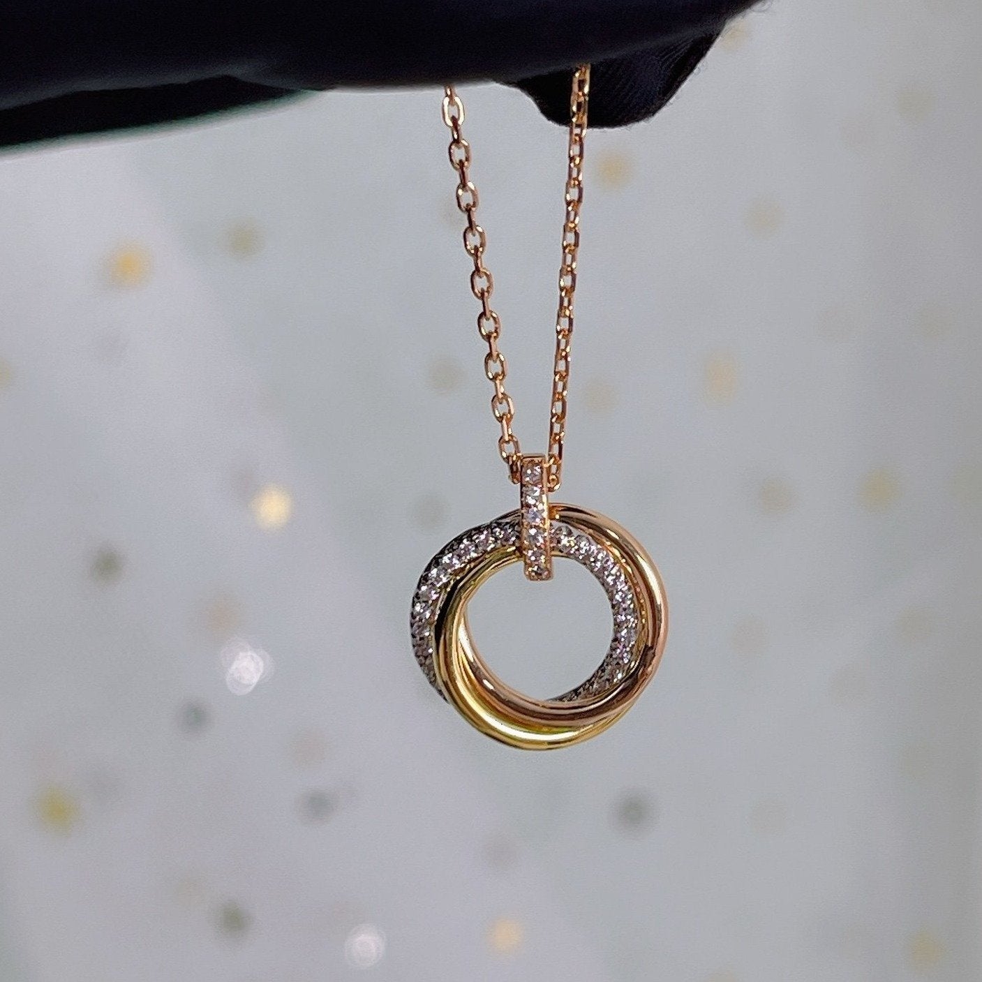 [Bijoux de luxe] COLLIER TRINITY ARGENT OR OR ROSE DIAMANTS 