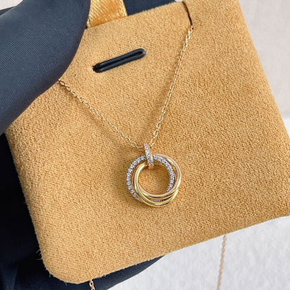 [Bijoux de luxe] COLLIER TRINITY ARGENT OR OR ROSE DIAMANTS 