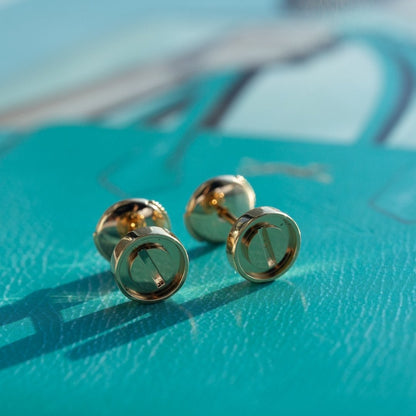 [Luxe Jewelry]LOVE EARRINGS PINK GOLD 10MM