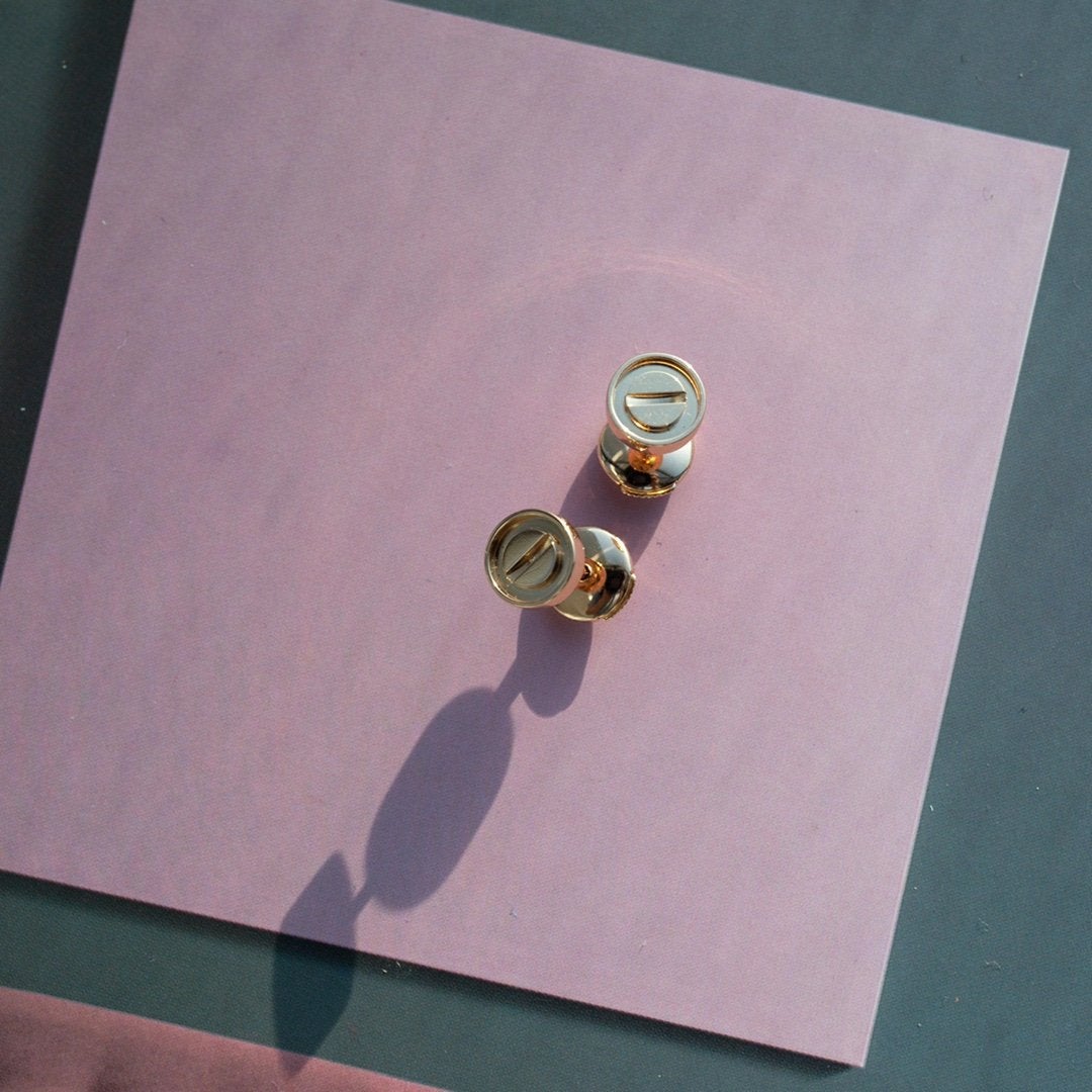 [Luxe Jewelry]LOVE EARRINGS PINK GOLD 10MM