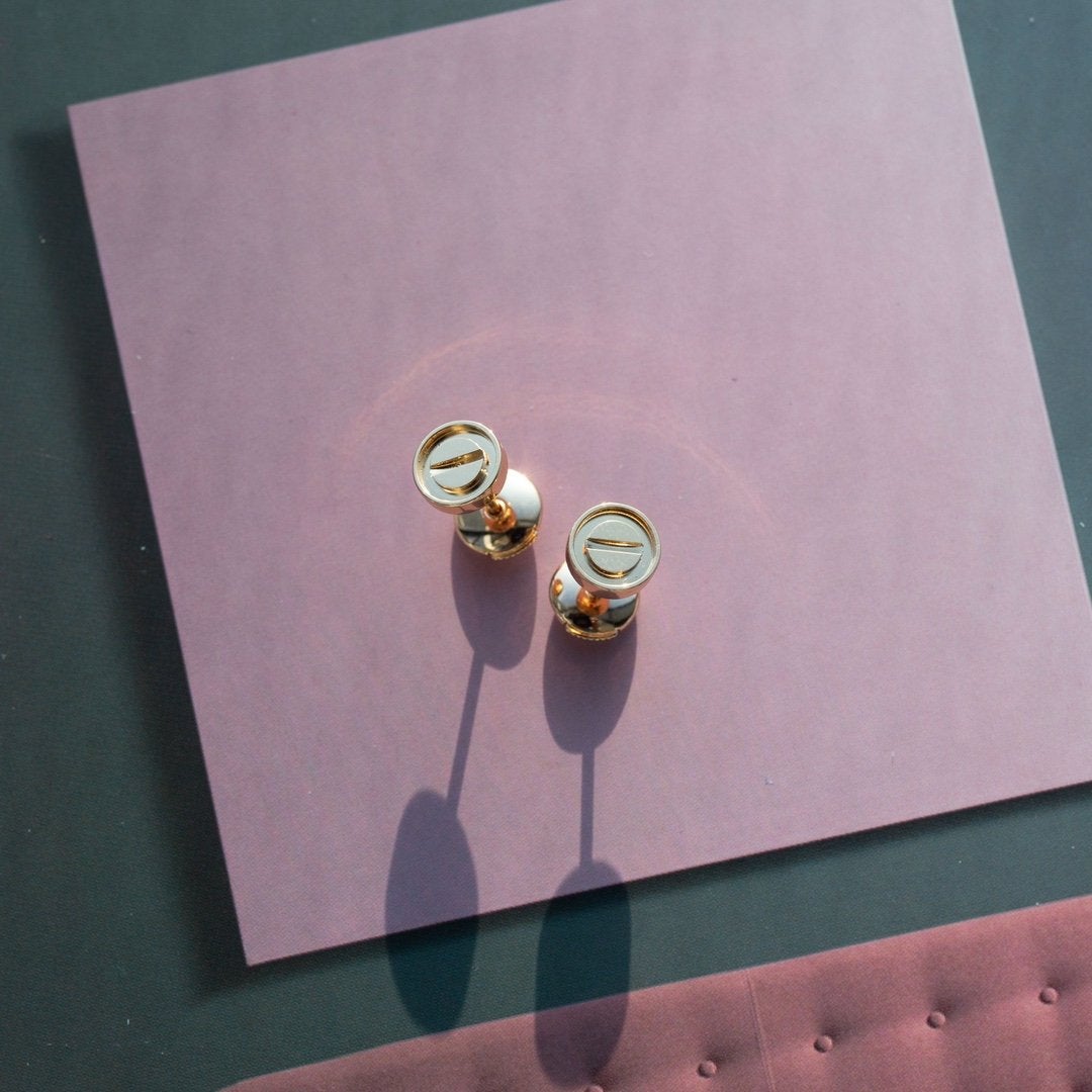 [Luxe Jewelry]LOVE EARRINGS PINK GOLD 10MM
