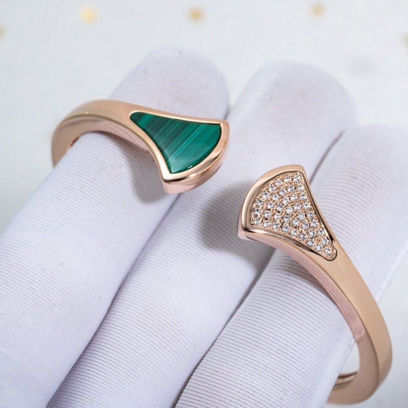 [Bijoux de luxe] BRACELET DREAM OUVERT MALACHITE OR ROSE
