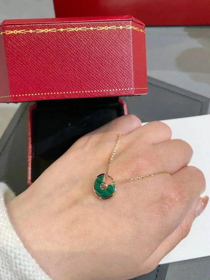 [Luxe Jewelry]AMULETTE ROSE GOLD MALACHITE NECKLACE