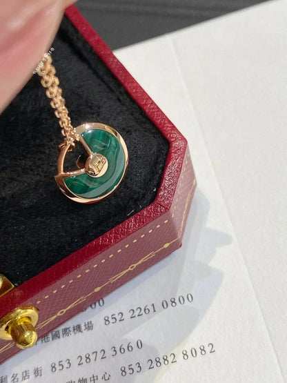 [Luxe Jewelry]AMULETTE ROSE GOLD MALACHITE NECKLACE