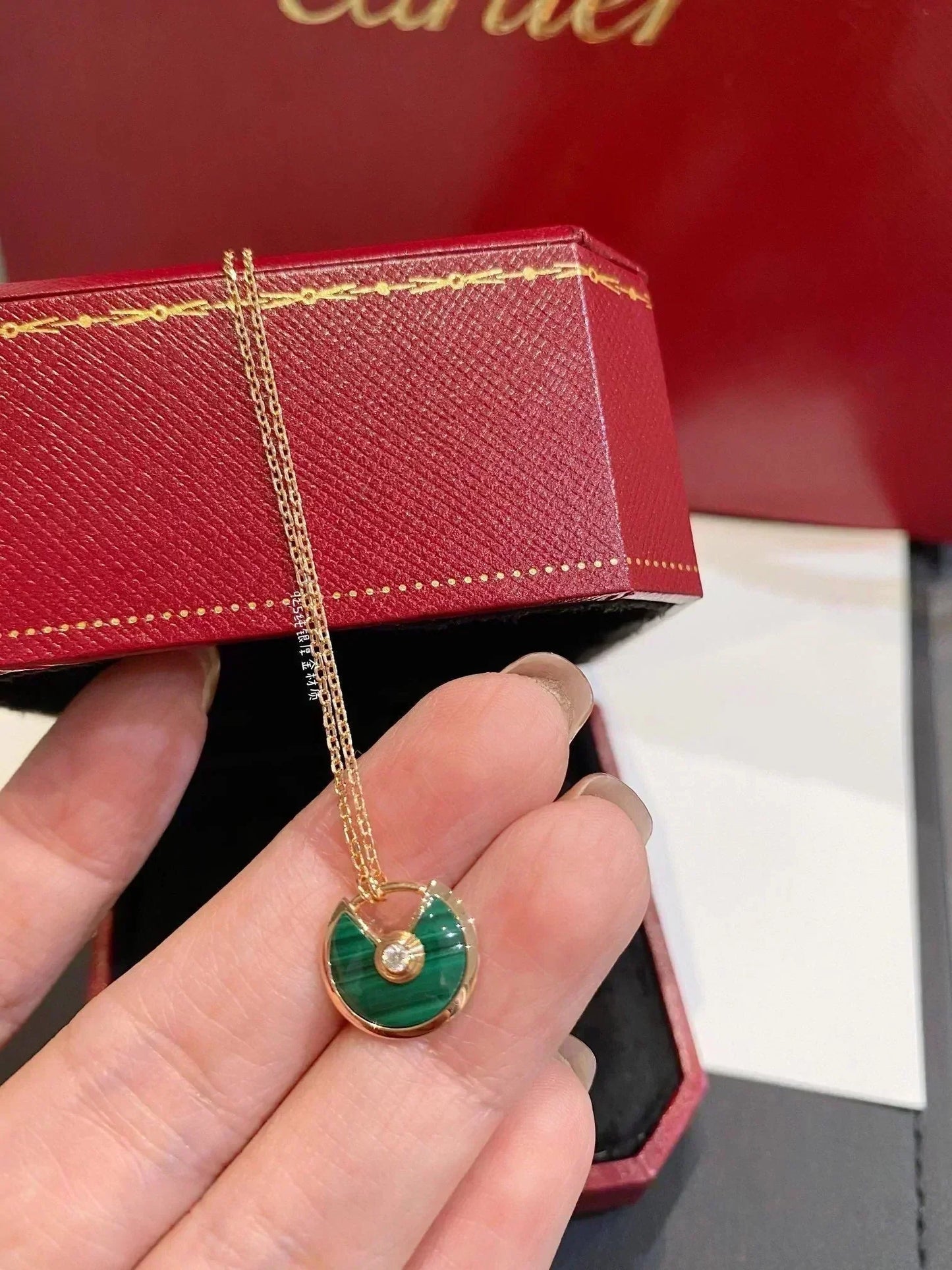 [Luxe Jewelry]AMULETTE ROSE GOLD MALACHITE NECKLACE