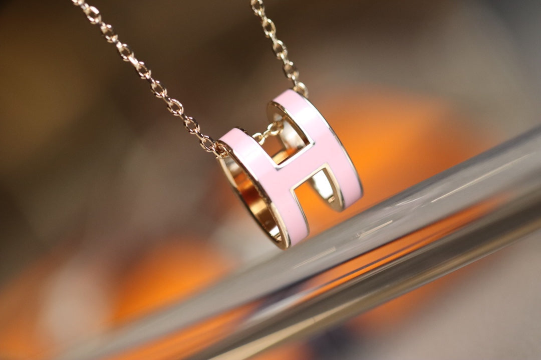 [Luxe Jewelry]POP H PEDANT PINK GOLD