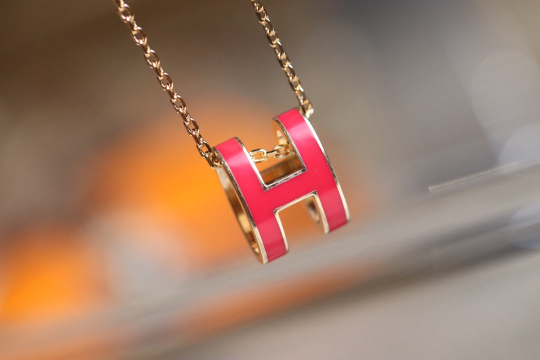 [Luxe Jewelry]POP H PEDANT PINK GOLD