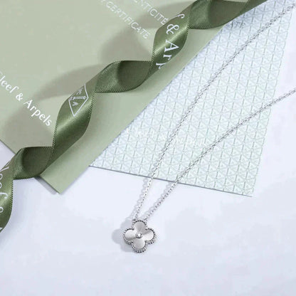 [Luxe Jewelry]CLOVER  15MM DIAMOND LASER NECKLACE SILVER