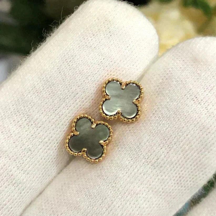 [Bijoux de luxe]Boucles d'oreilles CLOVER MINI 9,5 mm en nacre grise