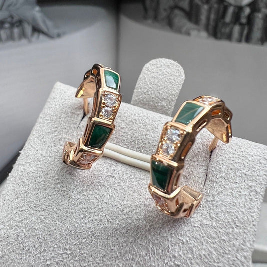 [Luxe Jewelry]SERPENTI MALACHITE PINK GOLD EARRINGS