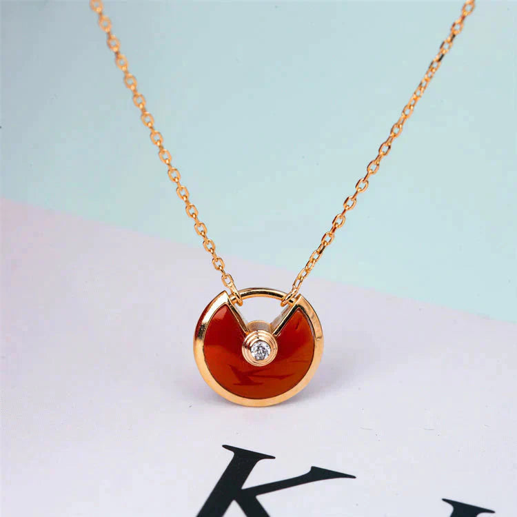 [Luxe Jewelry]AMULETTE GOLD CARNELIAN ONYX NECKLACE