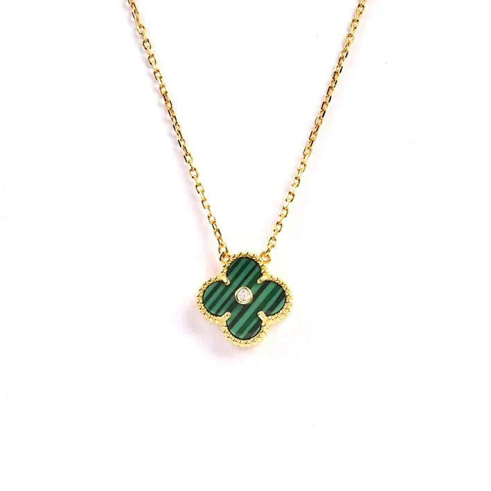[Bijoux de luxe] Collier Clover 15 mm avec diamants et turquoise