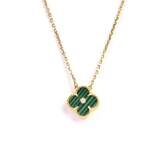 [Luxe Jewelry]CLOVER 15MM DIAMOND TURQUOISE NECKLACE
