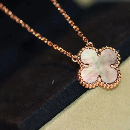 [Luxe Jewelry]CLOVER 15MM  GRAY MOTHER OF PEARL NECKLACE