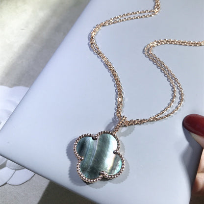 [Luxe Jewelry]CLOVER 25MM GOLD DARK MOP BIG CLOVER NECKLACE