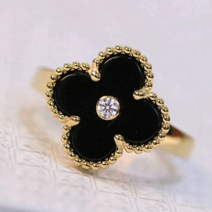 [Luxe Jewelry]CLOVER ONYX RING GOLD DIAMOND