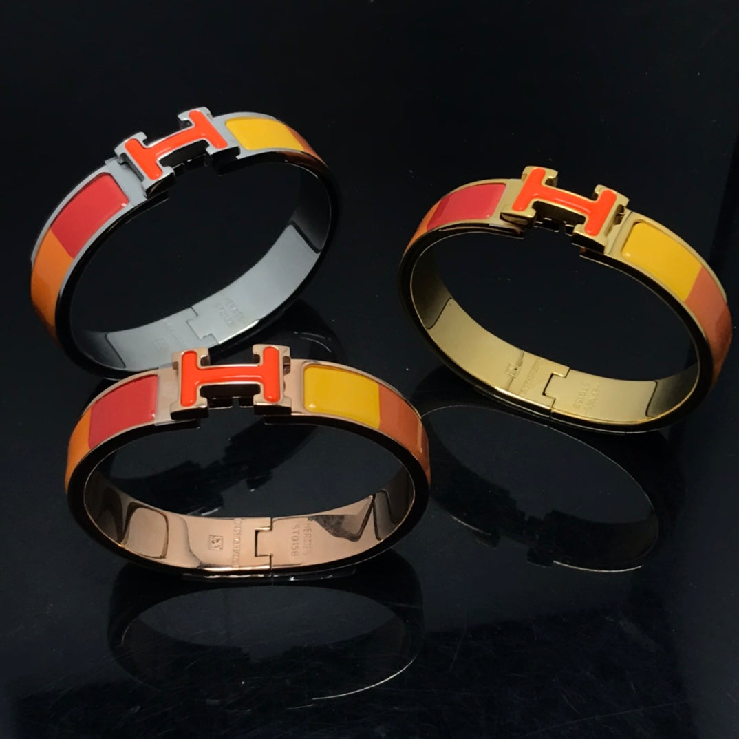 [Luxe Jewelry]H BRACELET ORANGE RAINBOW CERAMIC