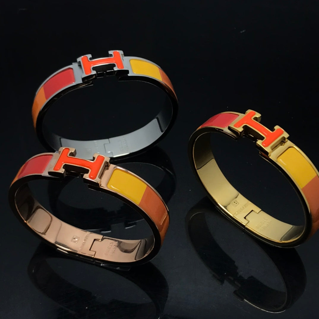 [Luxe Jewelry]H BRACELET ORANGE RAINBOW CERAMIC