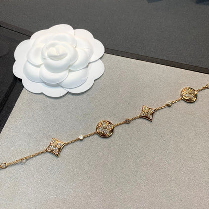 [Luxe Jewelry]STAR AND SUN 4 MOTIFS GOLD DIAMONDS BRACELET