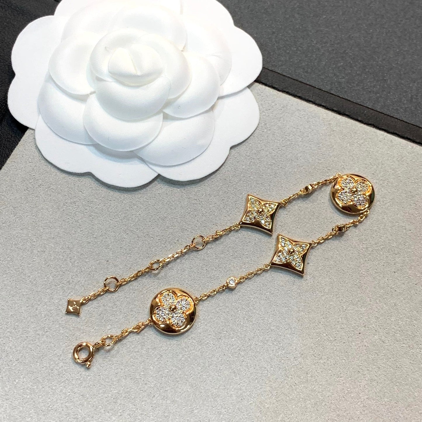 [Luxe Jewelry]STAR AND SUN 4 MOTIFS GOLD DIAMONDS BRACELET