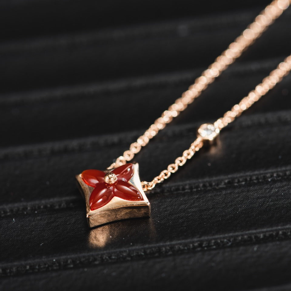 [Bijoux de luxe]Collier étoile en or rose et 1 diamant