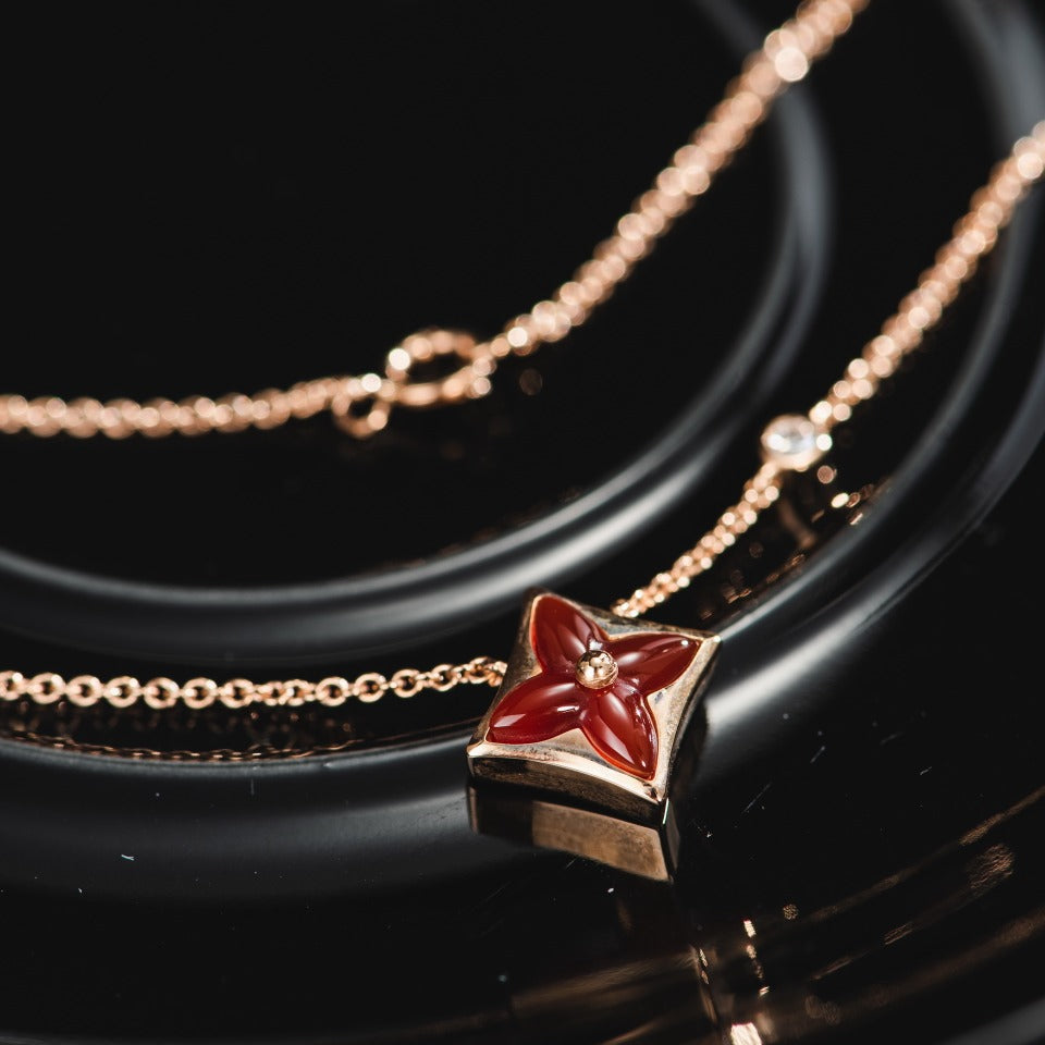 [Bijoux de luxe]Collier étoile en or rose et 1 diamant
