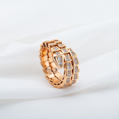 [Luxe Jewelry]SERPENTI RING PINK GOLD DIAMOND DOUBLE ROW