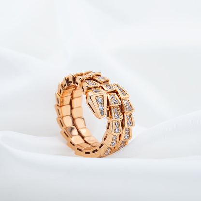 [Luxe Jewelry]SERPENTI RING PINK GOLD DIAMOND DOUBLE ROW