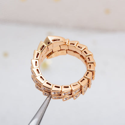 [Luxe Jewelry]SERPENTI RING PINK GOLD DIAMOND DOUBLE ROW