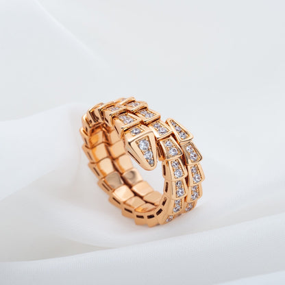 [Luxe Jewelry]SERPENTI RING PINK GOLD DIAMOND DOUBLE ROW