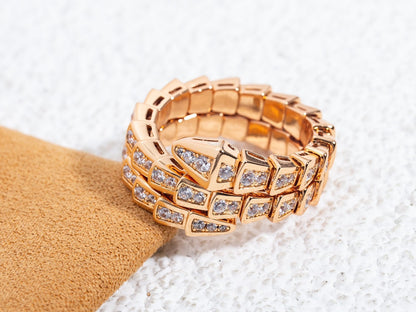 [Luxe Jewelry]SERPENTI RING PINK GOLD DIAMOND DOUBLE ROW