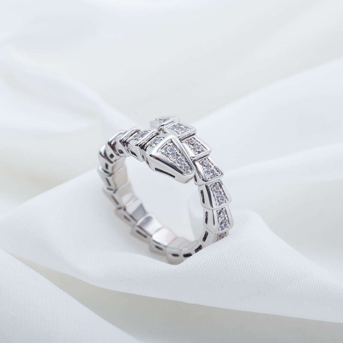 [Luxe Jewelry]SERPENTI RING SILVER DIAMOND PAVED 4MM