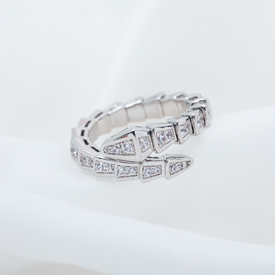 [Luxe Jewelry]SERPENTI RING SILVER DIAMOND PAVED 4MM