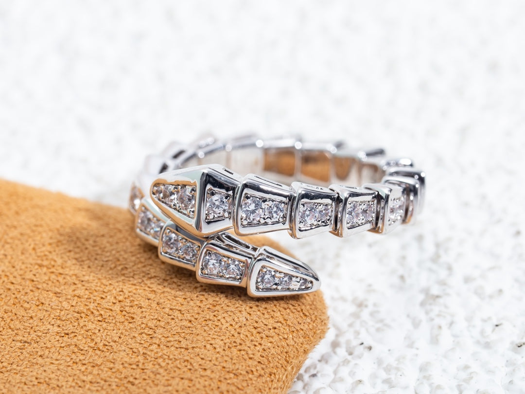 [Luxe Jewelry]SERPENTI RING SILVER DIAMOND PAVED 4MM