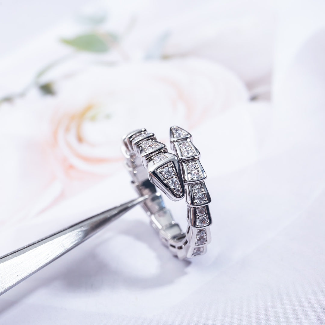[Luxe Jewelry]SERPENTI RING SILVER DIAMOND PAVED 4MM