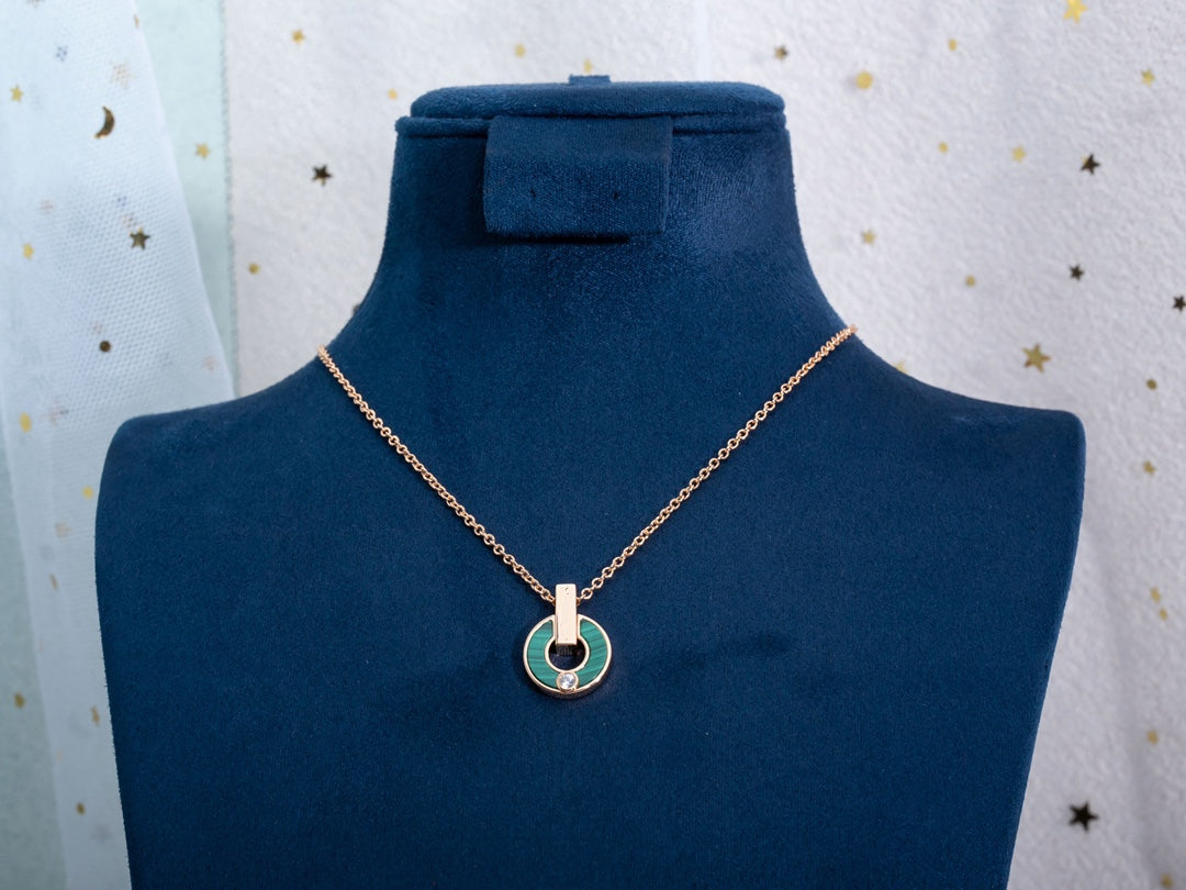[Bijoux de luxe]Collier Gari en or rose et malachite